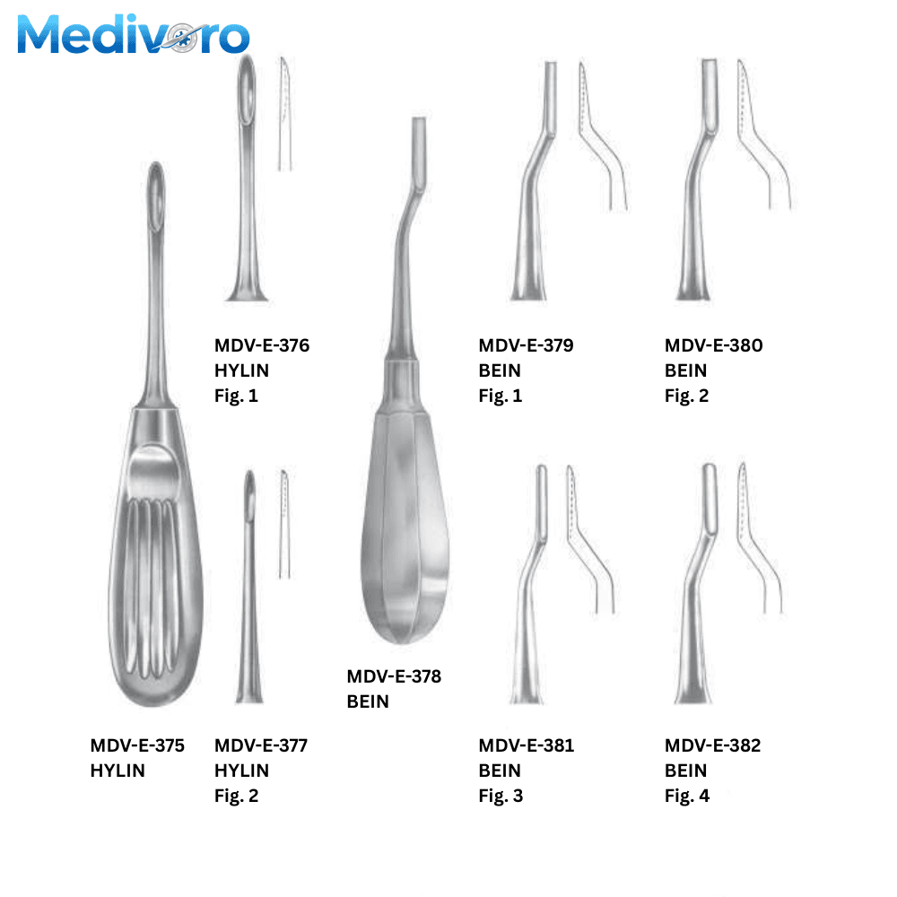 Hylin & Bein Curved Root Elevators Series HYLIN Fig 1 2 BEIN Curved Fig 1 2 3 4 - Medivoro