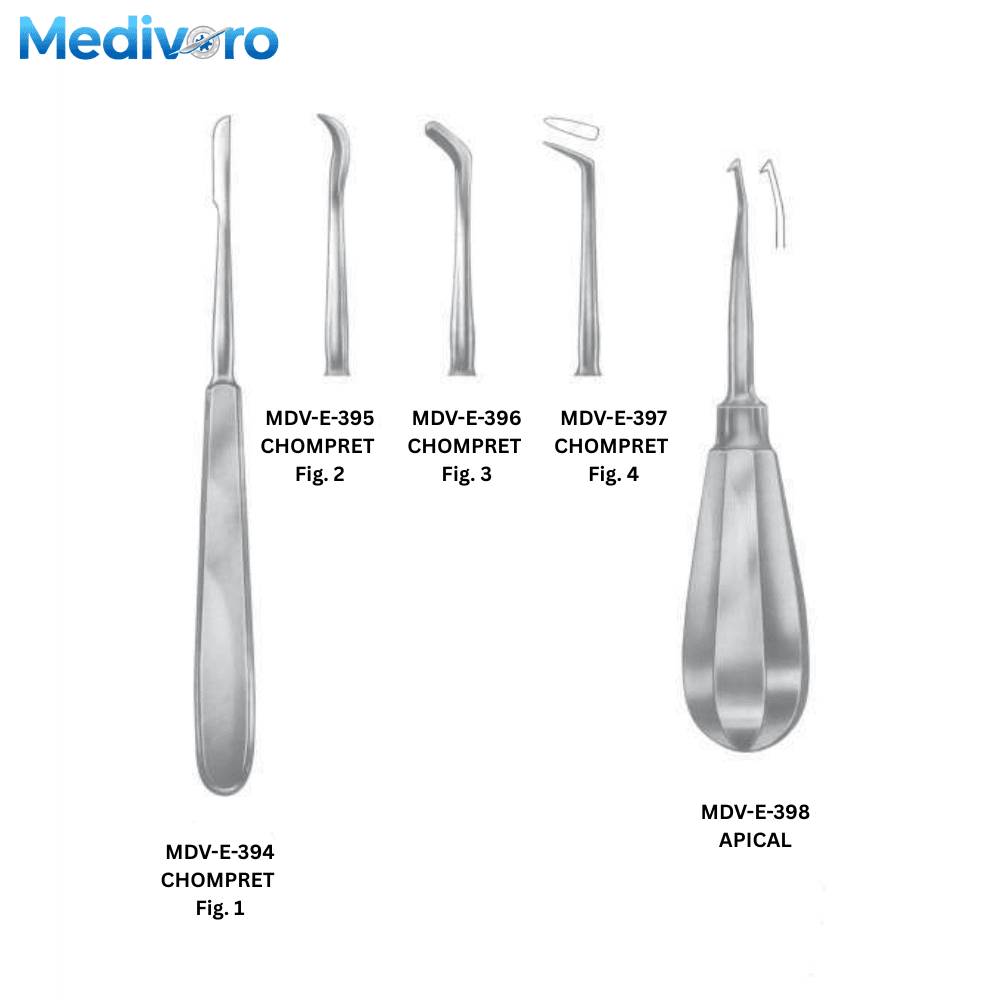 Chompret Syndesmotomes & Apical Elevators Series CHOMPRET Fig 1-4 APICAL MDV-E-398 - Medivoro