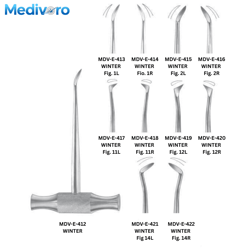 Winter Crossbar Root Elevators Series WINTER Fig 1L 1R 2L 2R 11L 11R 12L 12R 14L 14R - Medivoro