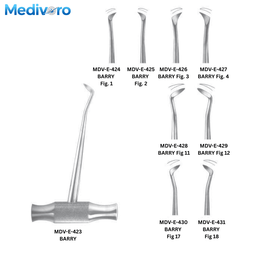 Barry Crossbar Root Elevators Series BARRY Fig 1 2 3 4 11 12 17 18 - Medivoro