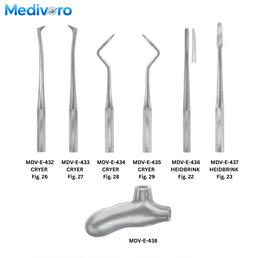 Modular Cryer & Heidbrink Root Elevators Series CRYER Fig 26-29 HEIDBRINK Fig 22-23 - Medivoro