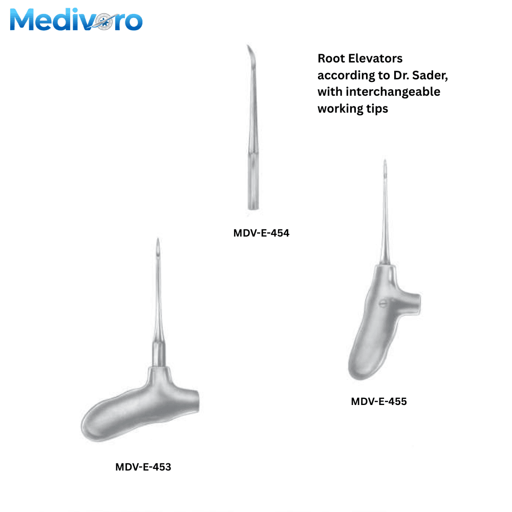 Dr Sader Root Elevators Series With Interchangeable Working Tips - Medivoro