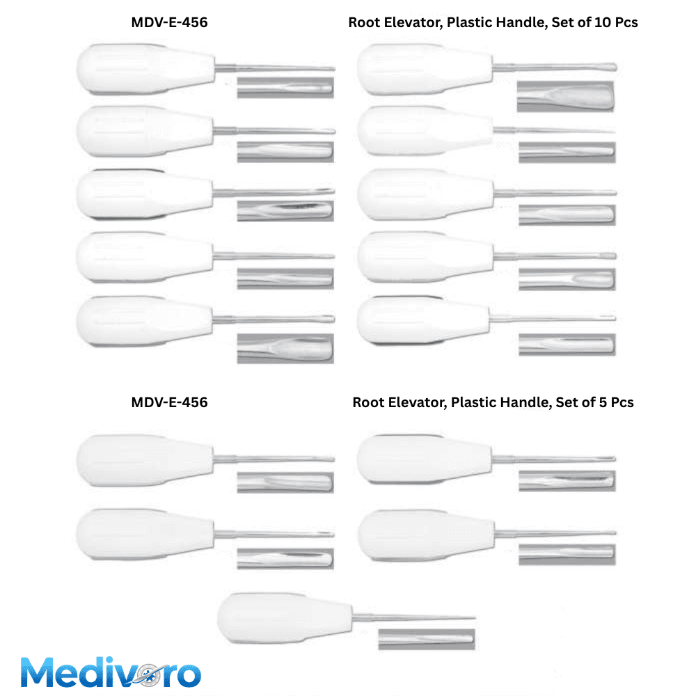 Plastic Handle Root Elevators Bulk Sets MDV-E-456 Set of 5 Pcs 10 Pcs - Medivoro